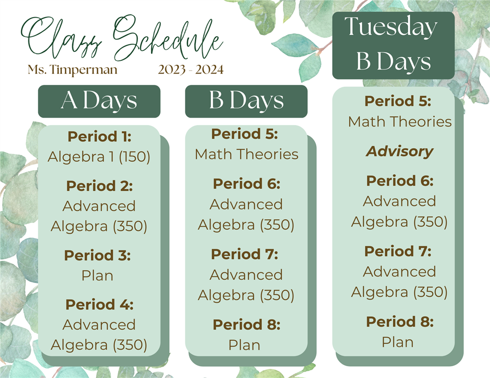 Daily Class Schedule
